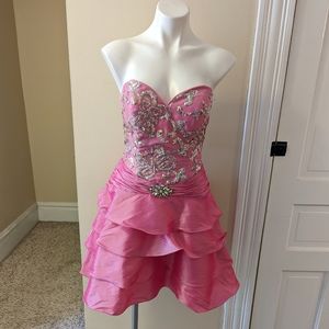 Princess Collection strapless dress with silver accents and ruffle skirt size 10